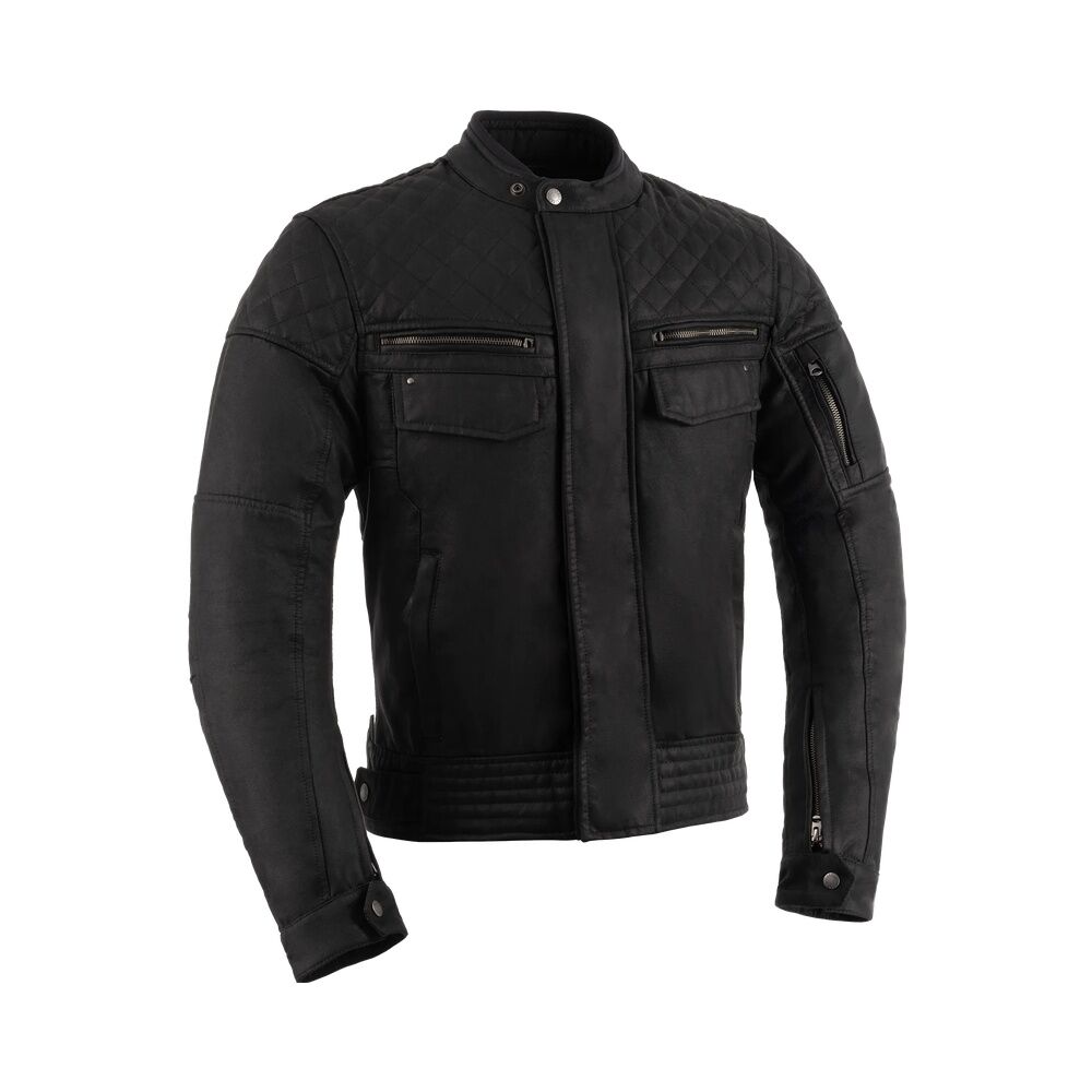 Oxford Hardy 2.0 Wax Erkek Deri Motosiklet Ceketi - Siyah - TM250401