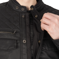 Oxford Hardy 2.0 Wax Erkek Deri Motosiklet Ceketi - Siyah - TM250401