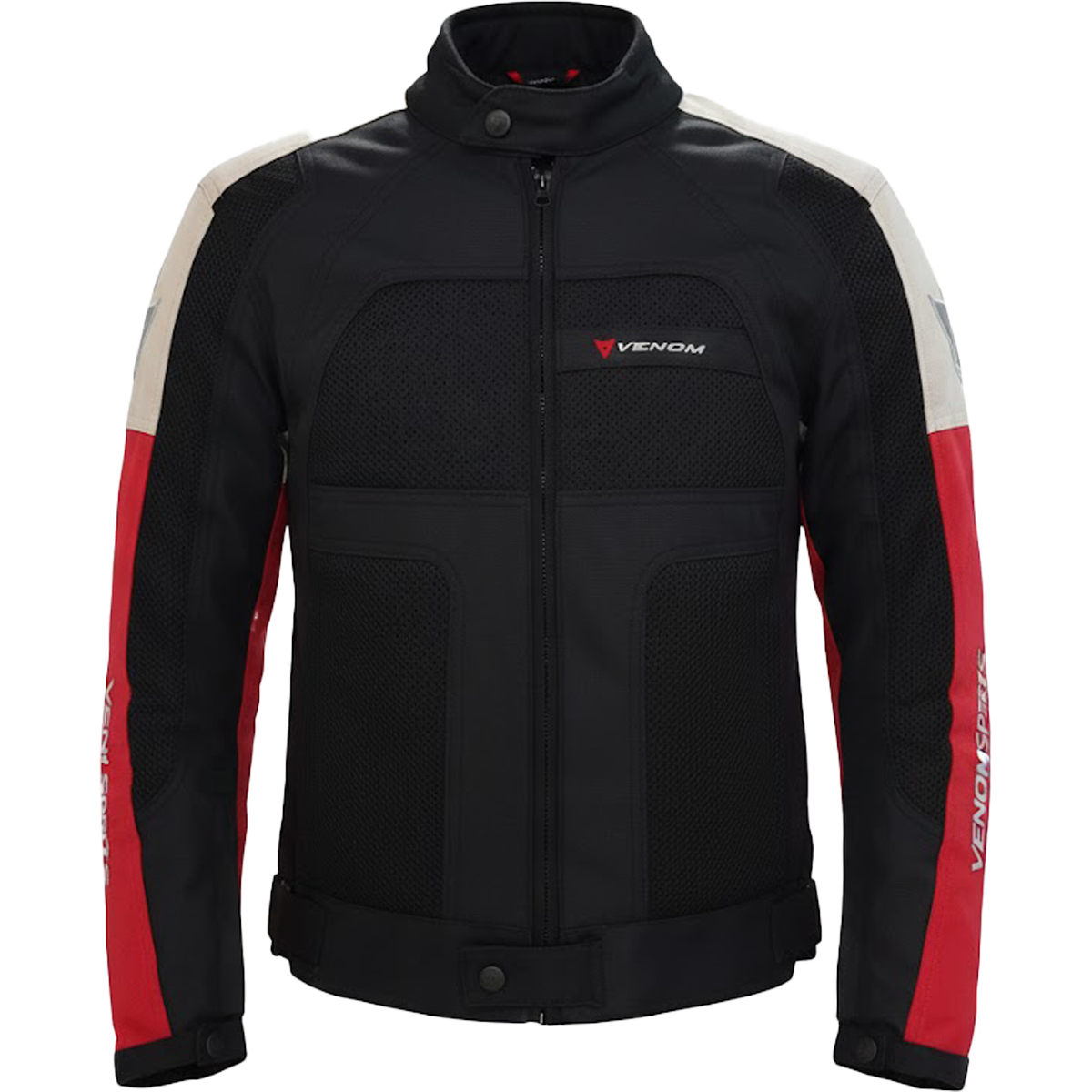 VENOM Dynamic - 4 Mevsim Kadın Motosiklet Montu - Açık Gri/Kırmızı