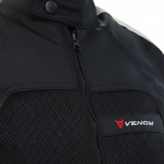VENOM Dynamic - 4 Mevsim Kadın Motosiklet Montu - Açık Gri/Kırmızı