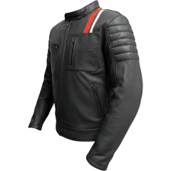 VENOM Mustang Deri Motosiklet Ceketi - Siyah/Turuncu