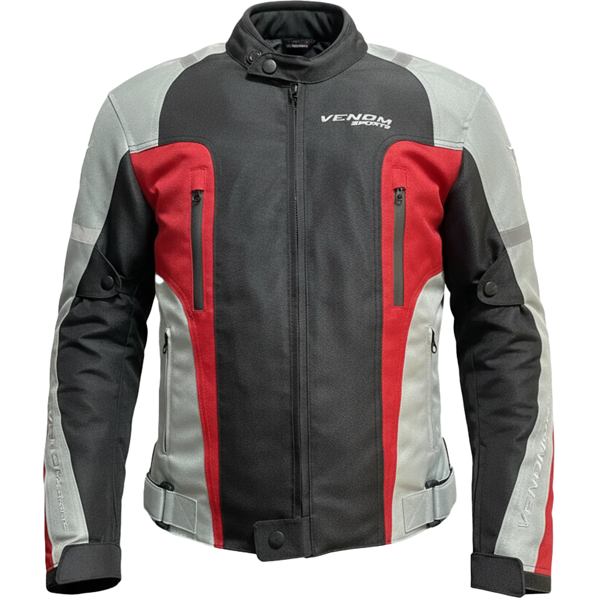 VENOM Air Racing - Motosiklet Ceketi - Açık Gri/Kırmızı