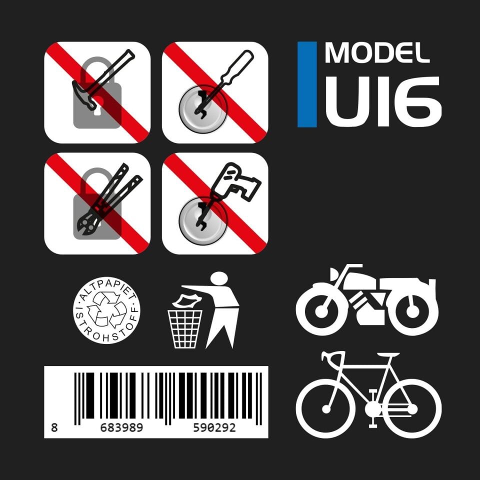 Zintaş U16 U Kilit Bisiklet Motosiklet Kilidi