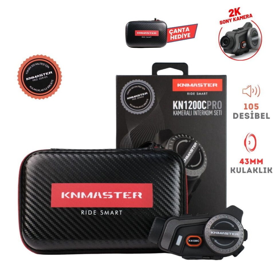 KN Master KN1200C Kameralı Motosiklet Kask İnterkom Bluetooth Intercom Kulaklık Seti