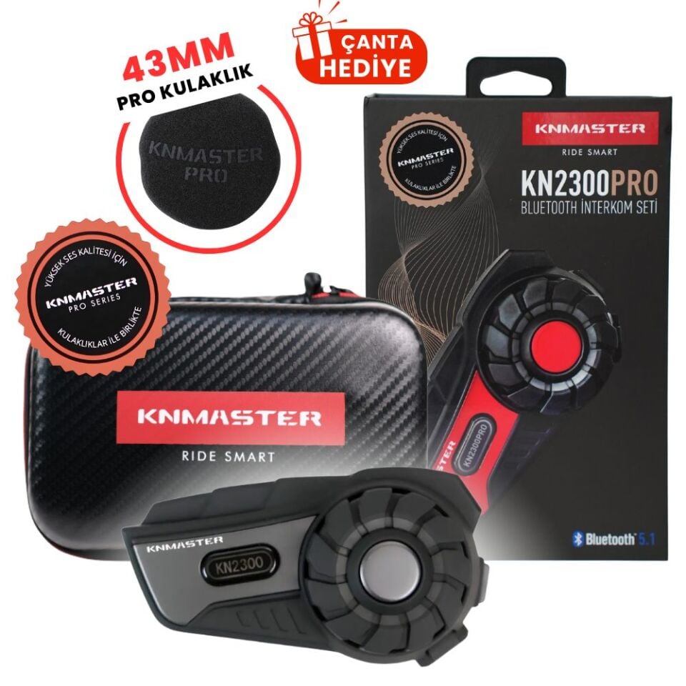 KN Master KN2300 PRO Motosiklet Kask İnterkom Bluetooth Kulaklık Seti Gri