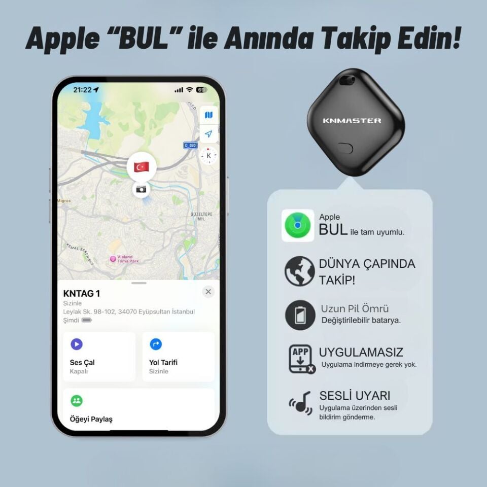 KN Master KNTAG 1 Android Uyumlu Akıllı Takip Cihazı