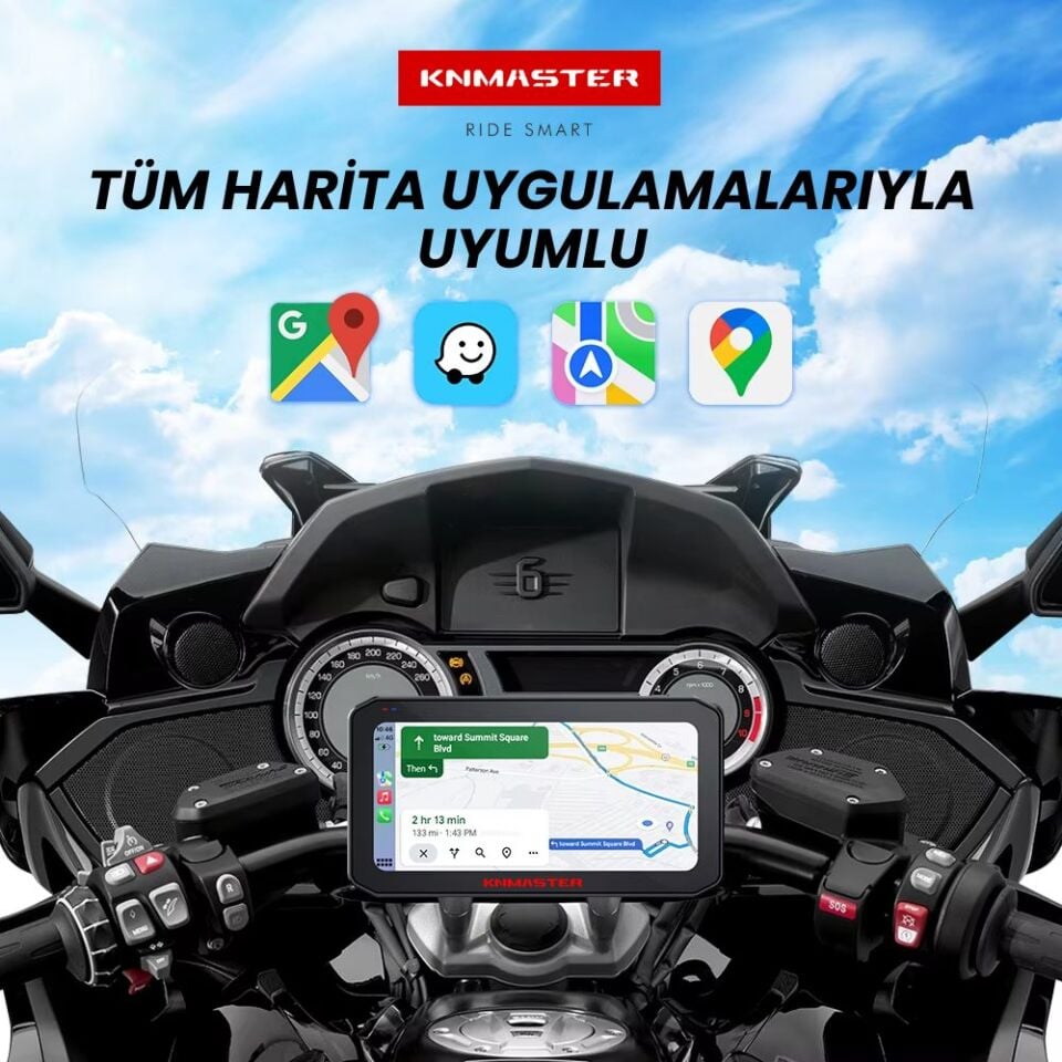 KN Master Motoplay 2000 PRO Çift Kameralı CarPlay Android Auto Motosiklet Multimedya Ekranı