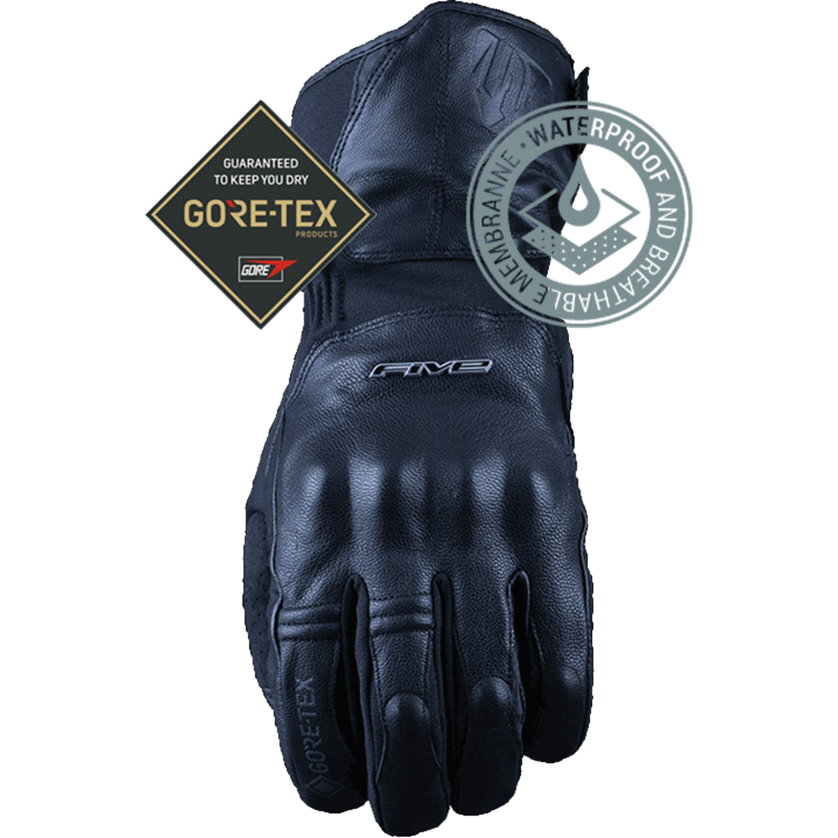 Five Gloves WFX Skin GTX - Siyah Su Geçirmez Kışlık Korumalı Deri Eldiven
