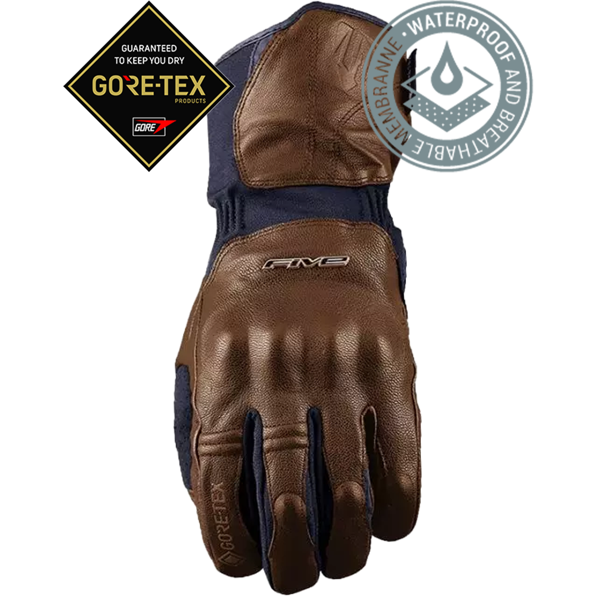 Five Gloves WFX Skin GTX - Kahverengi Su Geçirmez Kışlık Korumalı Deri Eldiven
