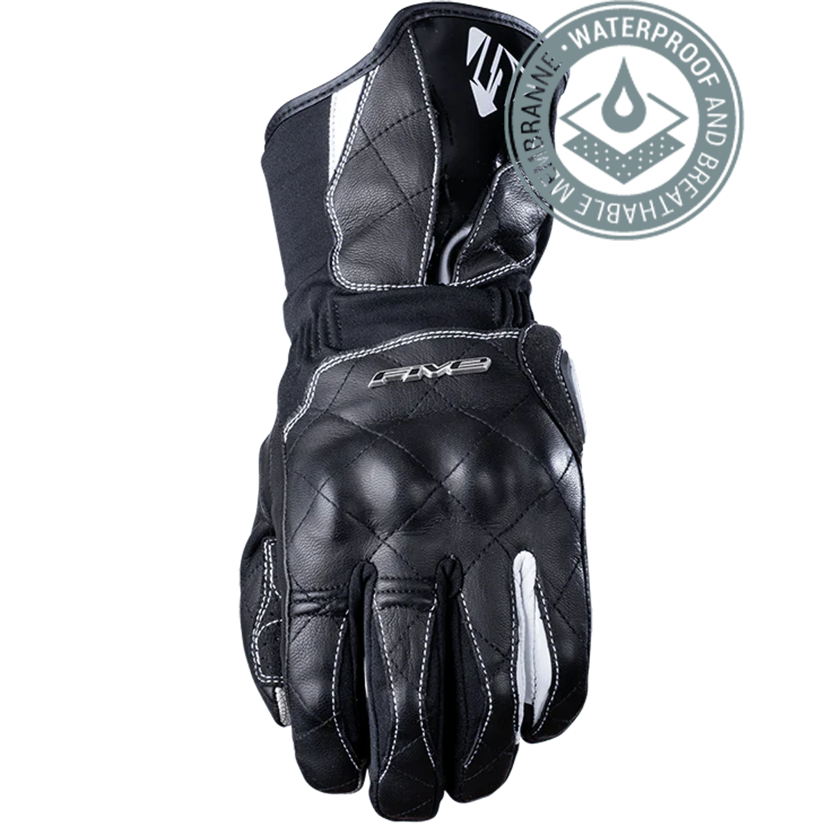 Five Gloves WFX Skin GTX - Siyah/Beyaz Su Geçirmez Kışlık Korumalı Kadın Deri Eldiven